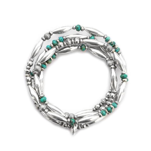 sunku サンク 39 シルバー パイプビーズ ブレスレット ターコイズ SunKu サンク 39 Pipe Beads Bracelet SK-073 パイプビーズ