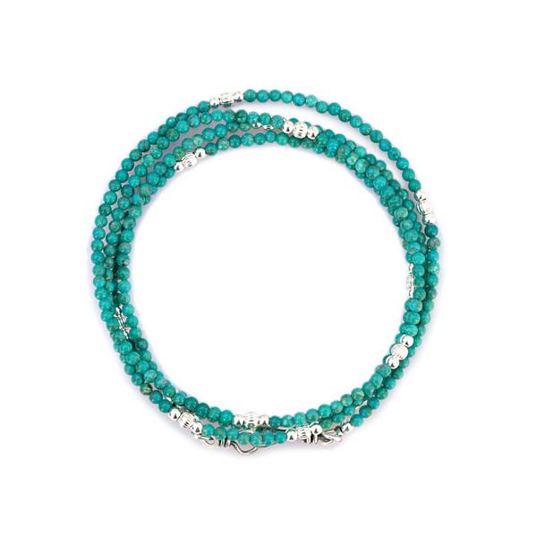 SunKu（サンク） 39 Small Beads Long Necklace Turquoise × Silver