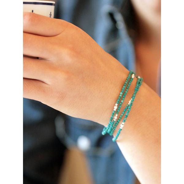 SunKu（サンク） 39 Small Beads Long Necklace Turquoise × Silver
