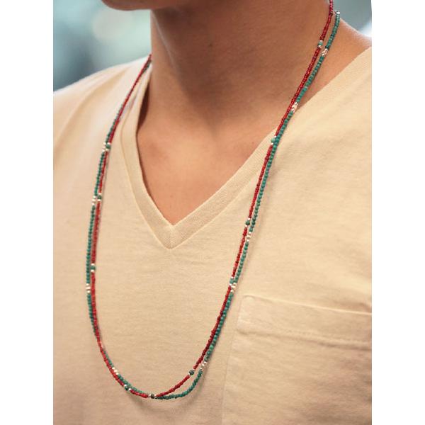 SunKu（サンク） 39 Small Beads Long Necklace Turquoise × Silver