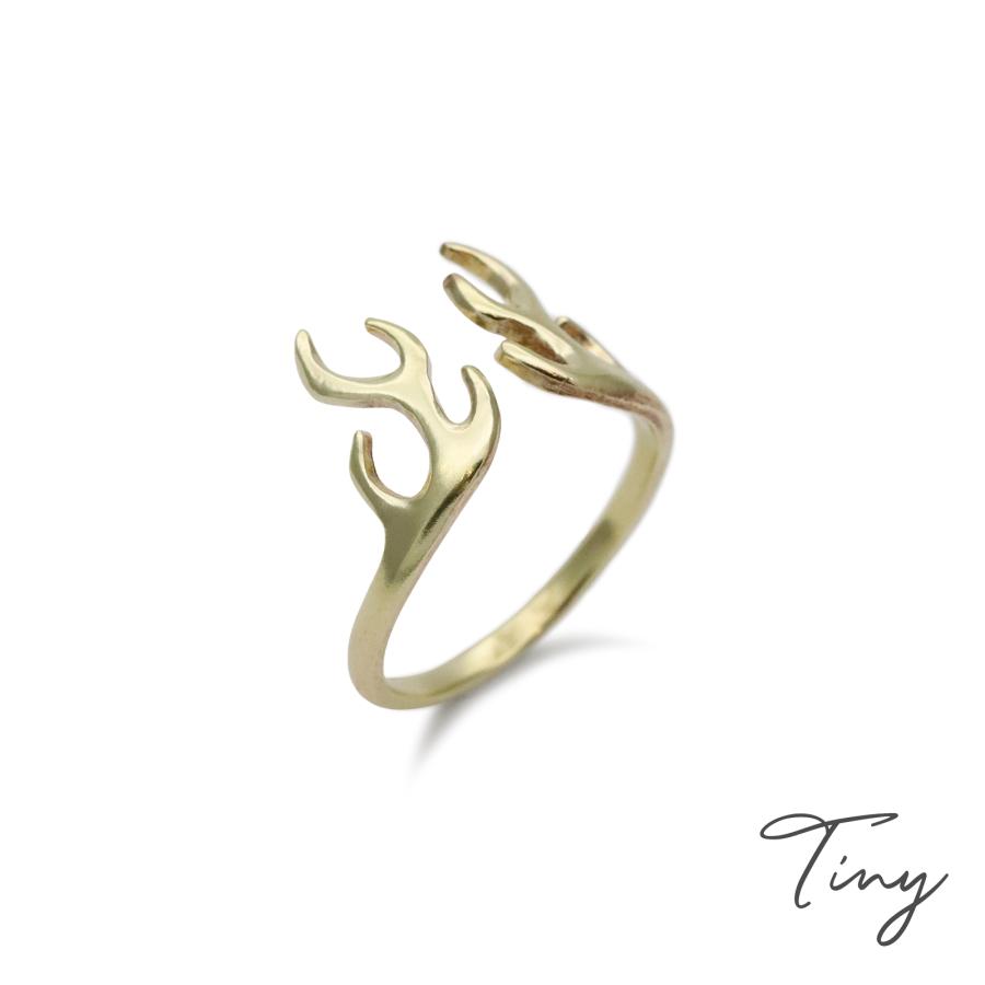 Tiny タイニー 森の記憶 鹿の角 リング ( 真鍮 ) 正規品 指輪 ブラス ゴールドカラー フリーサイズ シカ アニマル 動物 メンズ レディース ユニセックス 人気 | タイニー