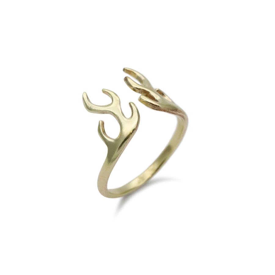 Tiny タイニー 森の記憶 鹿の角 リング ( 真鍮 ) 正規品 指輪 ブラス ゴールドカラー フリーサイズ シカ アニマル 動物 メンズ レディース ユニセックス 人気 | タイニー | 01