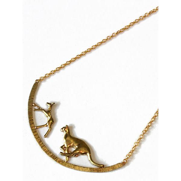 Tiny タイニー インパラ&チーター ネックレス 正規品 ゴールド ペンダント アニマル ブラス 金 真鍮 動物 チェーン 革ひも プレゼント レディース 人気 |  | 01