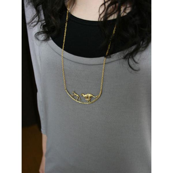 Tiny タイニー インパラ&チーター ネックレス 正規品 ゴールド ペンダント アニマル ブラス 金 真鍮 動物 チェーン 革ひも プレゼント レディース 人気 |  | 03
