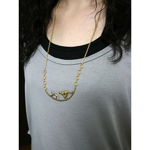 Tiny タイニー インパラ&チーター ネックレス 正規品 ゴールド ペンダント アニマル ブラス 金 真鍮 動物 チェーン 革ひも プレゼント レディース 人気 |  | 04