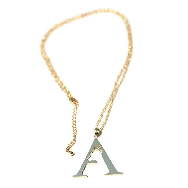 Tiny タイニー A×キリン ネックレス 正規品 イニシャル アルファベット ペンダント ゴールド ブラス アニマル 金 真鍮 動物 メンズ レディース 人気 ブランド |  | 01
