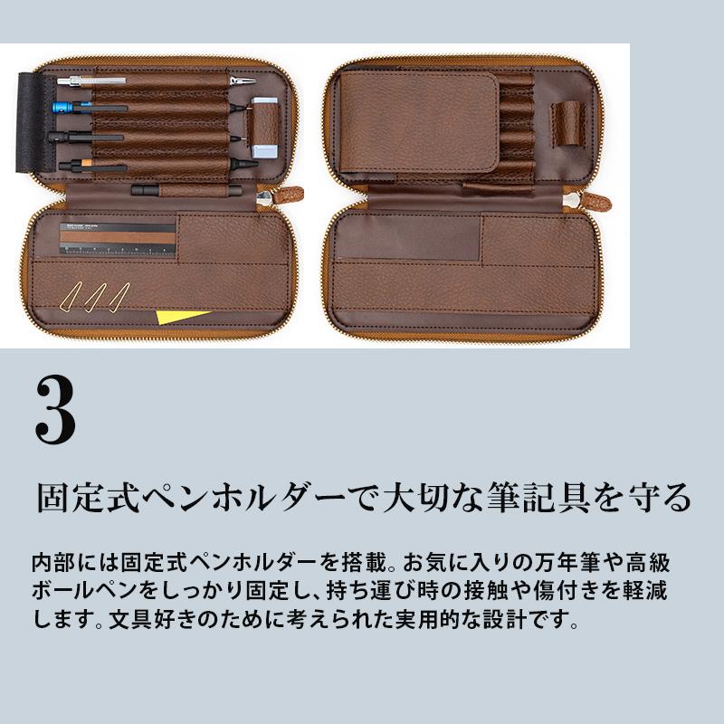 ラダイト レザーラウンドジップペンケース エッセンシャル アドリア