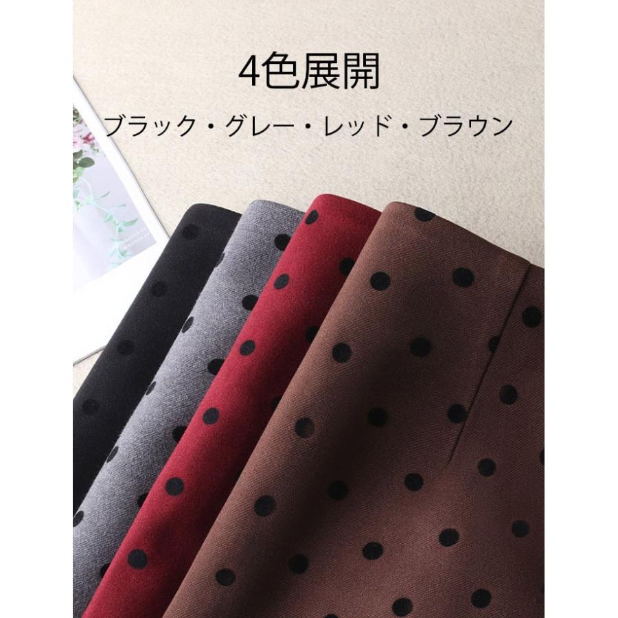 ドット柄タイトスカート ロング 黒 茶色 灰色 赤 S 2L 3L 4L 大きい