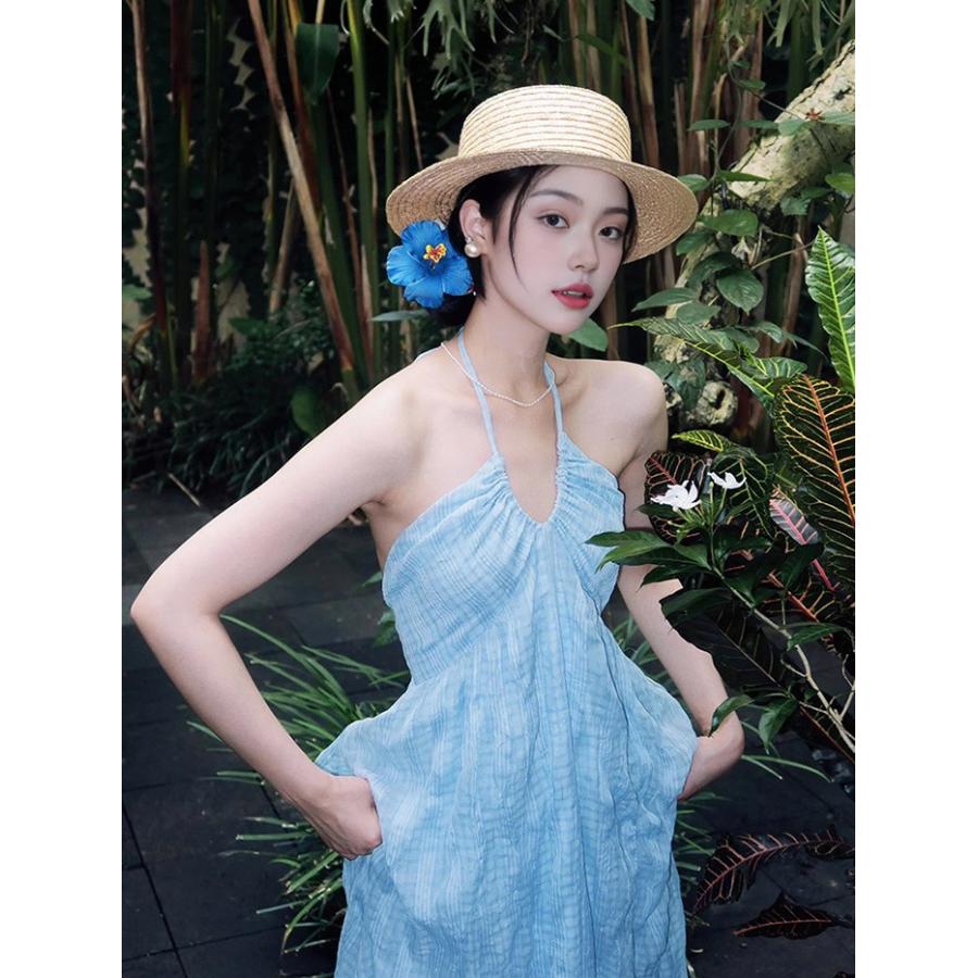 リゾートワンピース ロング ワンピース 夏 背中開き マキシ丈 サマー