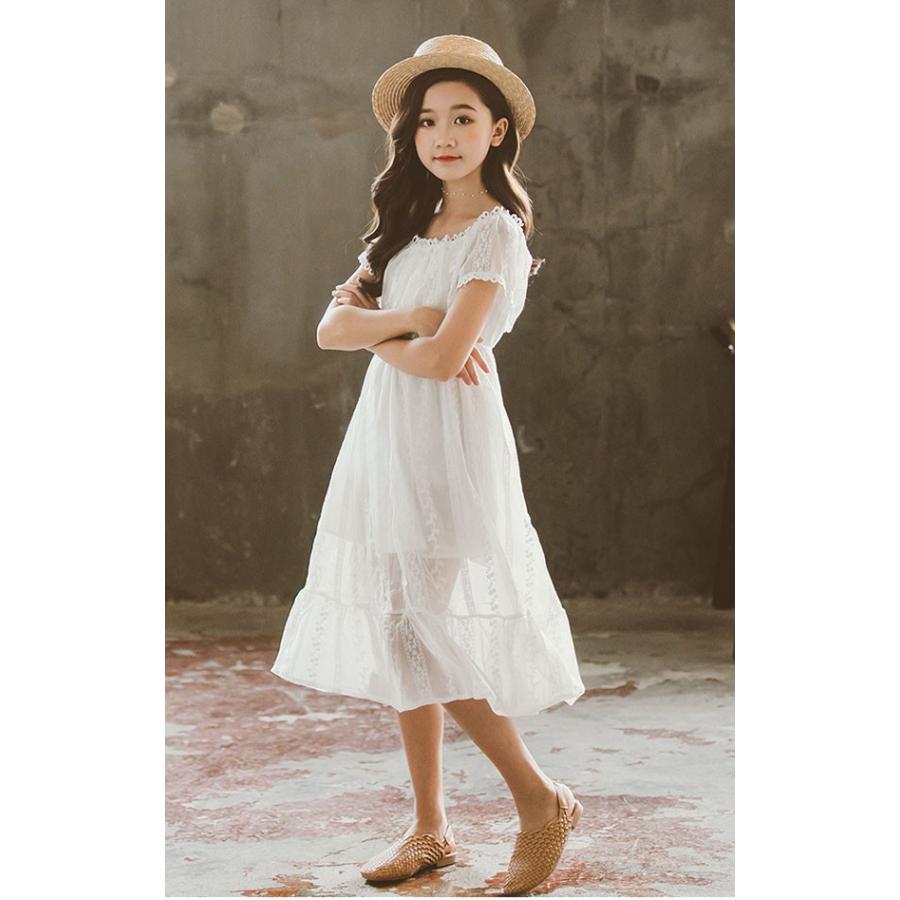 夏ワンピース 子供 子どもワンピース 発表会 女の子 オフショルダー