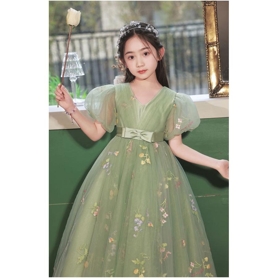 ピアノ発表会 ドレス 中学生 160 ワンピース パフスリーブ キッズ