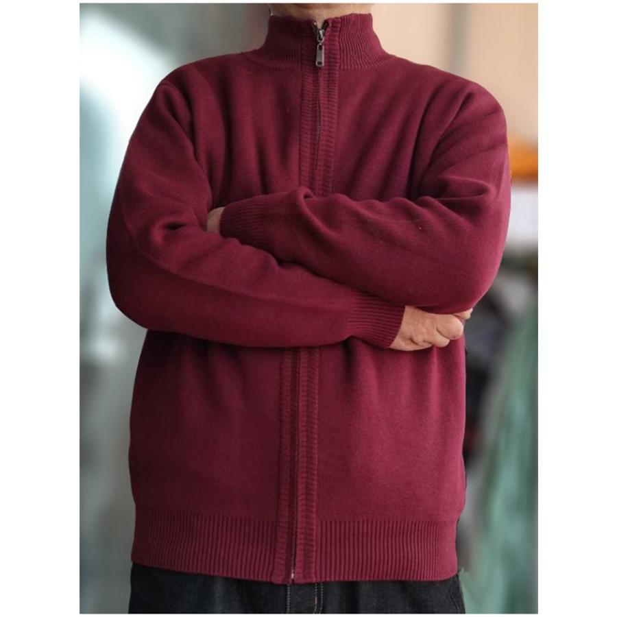 綿 ニット メンズ フルジップ 春 秋 冬 アウター ジャケット 大きいサイズ 立ち襟 セーター ジップニット 30代 50代 40代 カジュアル 無地 厚手 裏起毛 あったか ニットセーター ジップアップ メンズセーター 綿 ニット メンズ フルジップ 春 秋 冬 アウター ジャケット 大きい