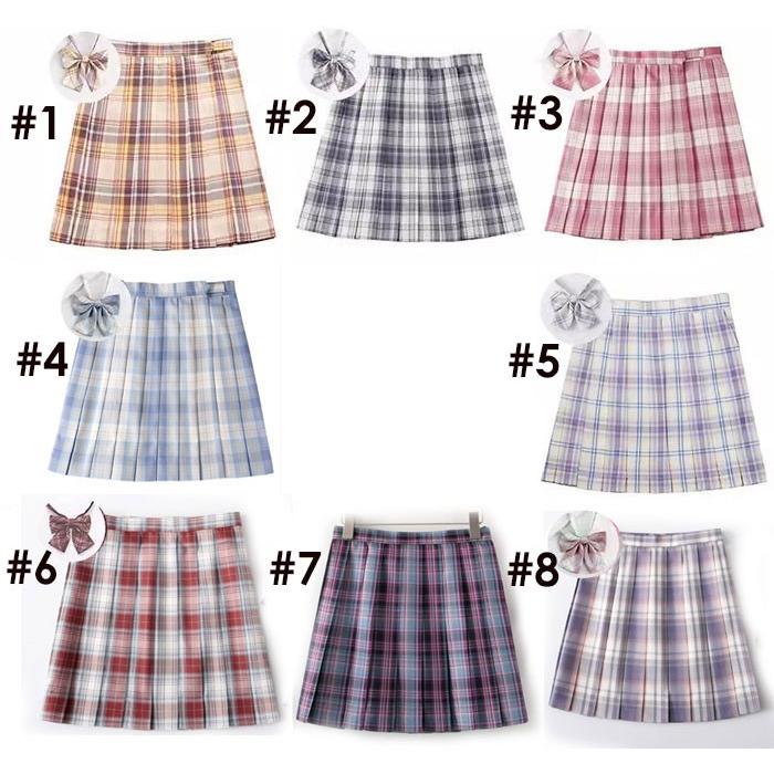 S〜8XLサイズ展開】選べる8色 チェック柄プリーツスカート 制服風
