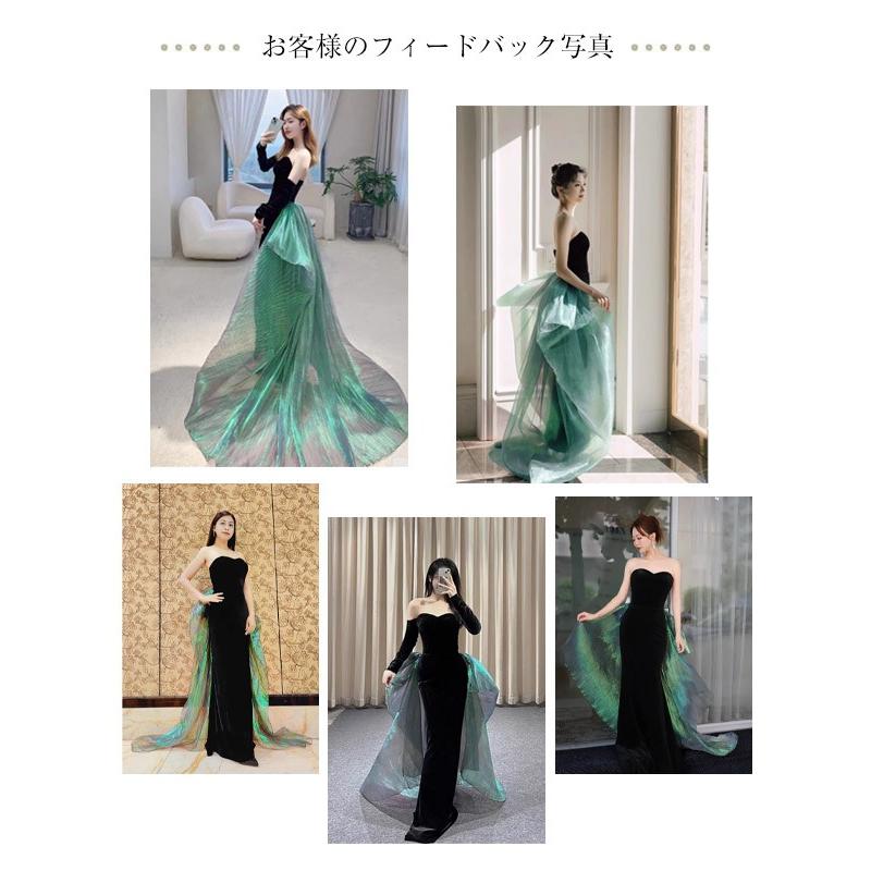 パーティードレス マーメイド ドレス 結婚式 ロングドレス 女性のドレス 演奏会 発表会 エレガントファッション 肩出し S-3L ブラック_8