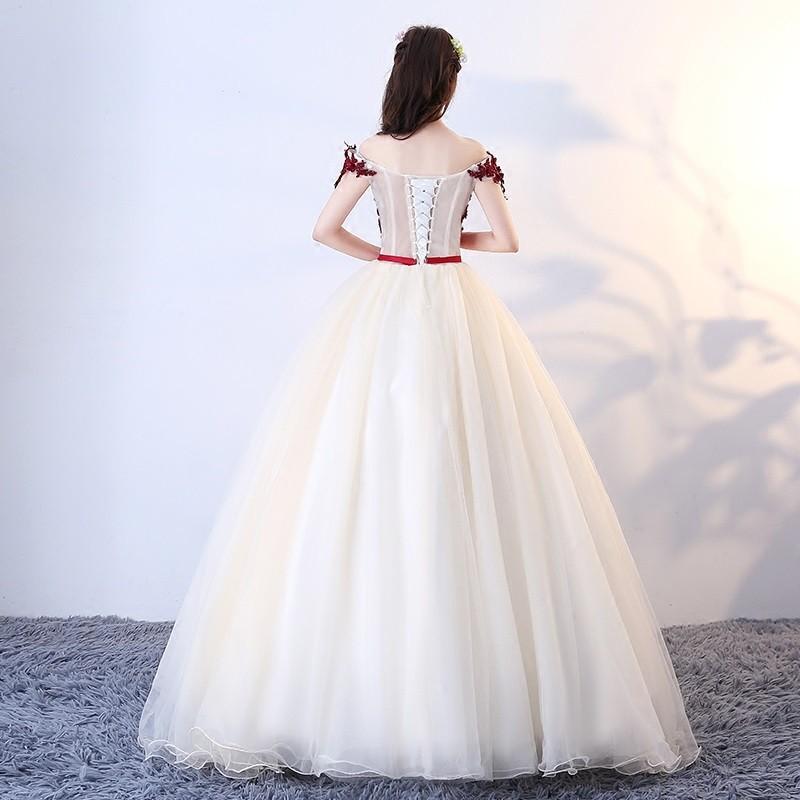 カラードレス ウェディングドレス パーティードレス オフショルダー ロング 花嫁 結婚式 フォーマル 体型カバー ピアノ 発表会 演奏会用 大人_3