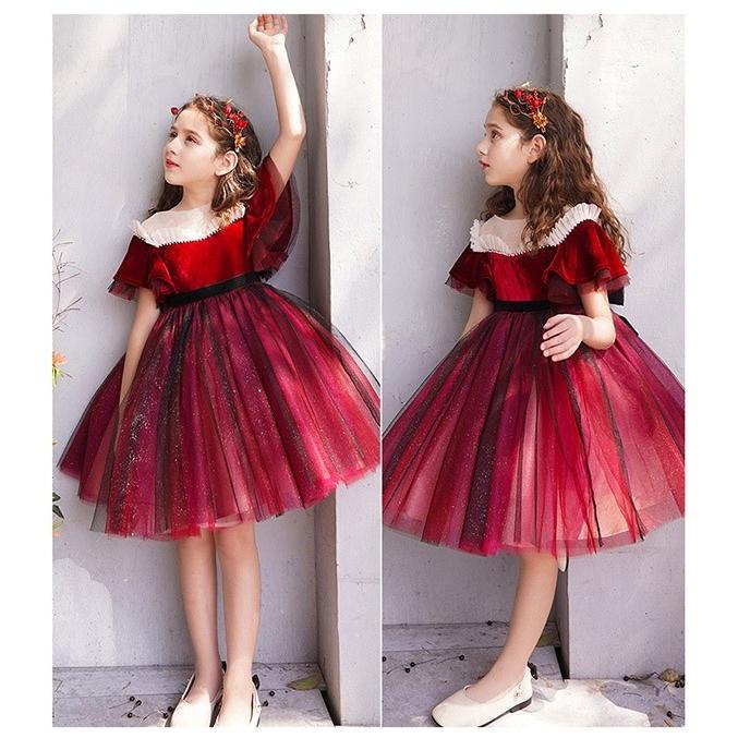 最先端 キッズ ドレス パーティードレス お姫様 ワンピース 子供ドレス ショート丈 ワインレッド 女の子 ファスナータイプ 蝶結び 子供服 かわいい 人気が高い Www Acquadesign Com