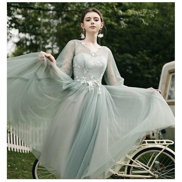 再入荷】マーメイド スリット ロングドレス Aライン フリル パーティー