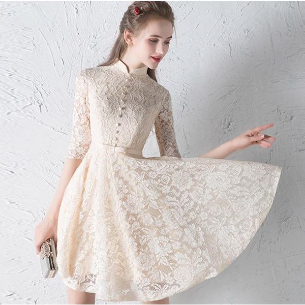 お気にいる ショート丈 パーティードレス レース 演奏会 ドレス 大人 代30代 母親 二次会 フォーマル 袖あり 大きいサイズ 結婚式ワンピース パーティドレス サイズ Xl Www Maketheleapcoaching Com