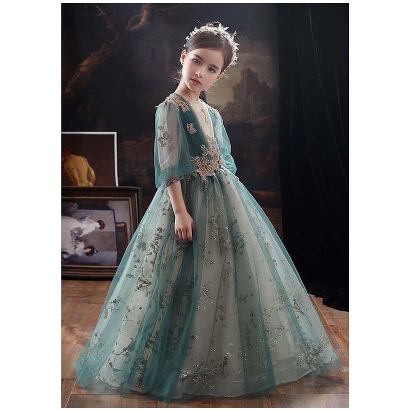 キッズ ドレス ピアノ 発表会 結婚式 ワンピース 女の子 ロング丈