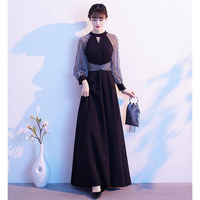 ドレス レディース ロング丈 ミモレ丈 ピアノ 発表会 パーティードレス 結婚式 ワンピース イブニングドレス フォーマル 大人 ドレス エレガント お呼ばれ 二次会 披露宴 演奏会 忘年会 司会ドレス 大きいサイズ ブラック dd030lclcm6 ドレス 大人 ピアノ 発表会 演奏会 結婚式 黒 長袖 パーティードレス
