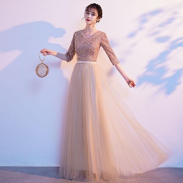 ドレス 大人 ピアノ 発表会 ロングドレス 演奏会 結婚式 母親