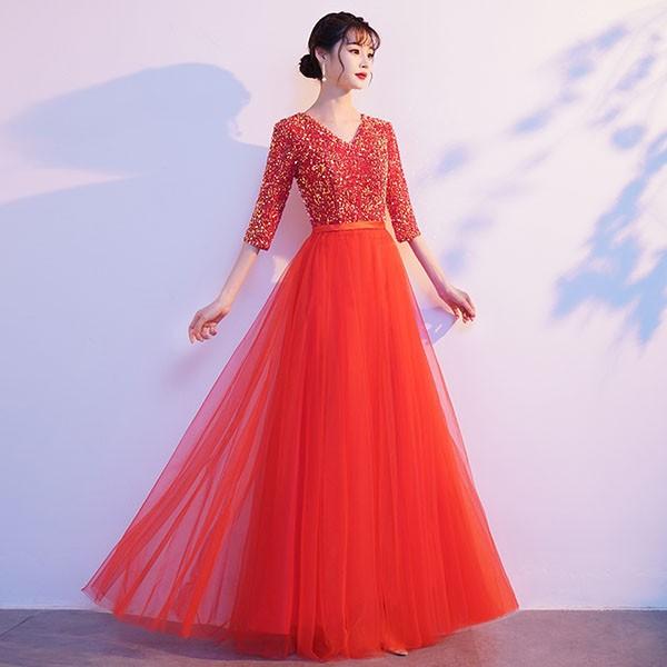 ドレス 大人 ピアノ 発表会 ロングドレス 演奏会 結婚式 母親