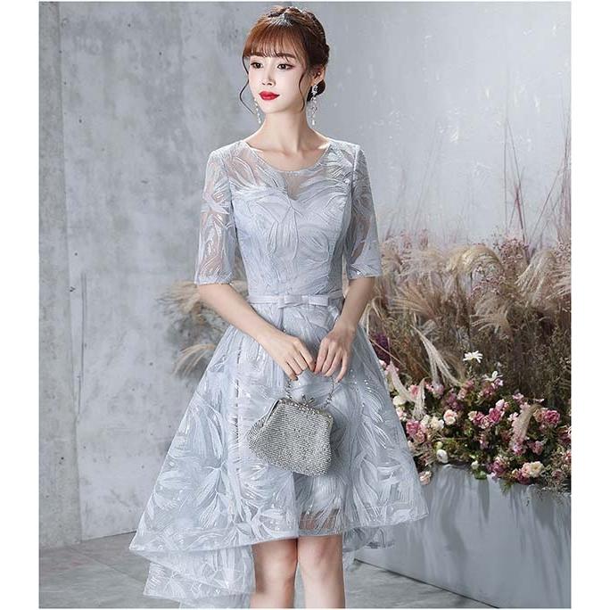 イブニングドレス ワンピース 宴会ドレス チュールドレス フォーマル パーティー 結婚式・パーティー・オケージョンドレス】プリント重ね使いチュール