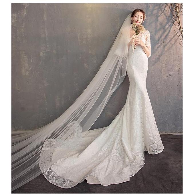 花嫁 ウェディングドレス フィッシュテール 小さいサイズ 袖あり