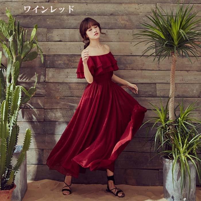 S/M/L オフショルダー ワンピース 女性らしさ溢れる 選べる