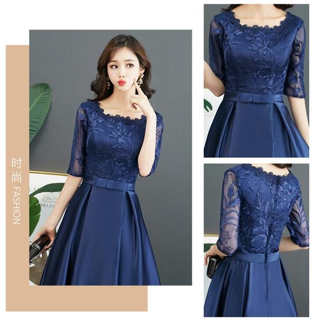 【送料無料】ミモレ丈ドレス パーティードレス 袖あり 発表会 成人式 結婚式 黒ドレス レディース ワンピース ミディアム 花嫁 レースドレス 二次会 フォーマルドレス 大人 ピアノ発表会 舞踏会 演奏会 披露宴ドレス ミモレ丈ドレス パーティードレス 袖あり 発表会 成人式 結婚式 黒