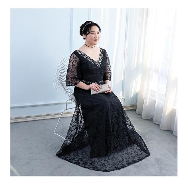 ロングドレス パーティードレス ロング丈 袖あり 大きいサイズドレス