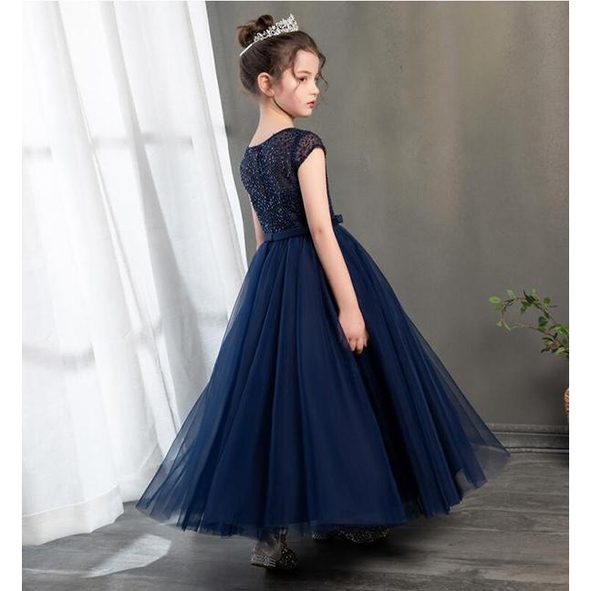 子供用　発表会ドレス　ホワイト　ネイビー レースドレス　150 160 発表会 衣装 子供 ドレス 子供服 女の子 中学生 ジュニア ピアノ 150