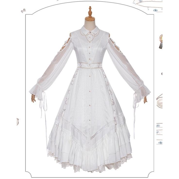 ワンピース レディース ロリータ Aライン ロング丈 オープンショルダー