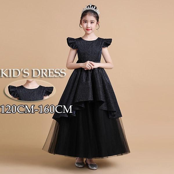 高速配送 キッズドレス ピアノ 発表会 ワンピース 半袖 ロング丈 お姫様 エレガント 女の子 結婚式 子供 フォーマル 大人っぽい 誕生日 代引不可 Feltfetish Com