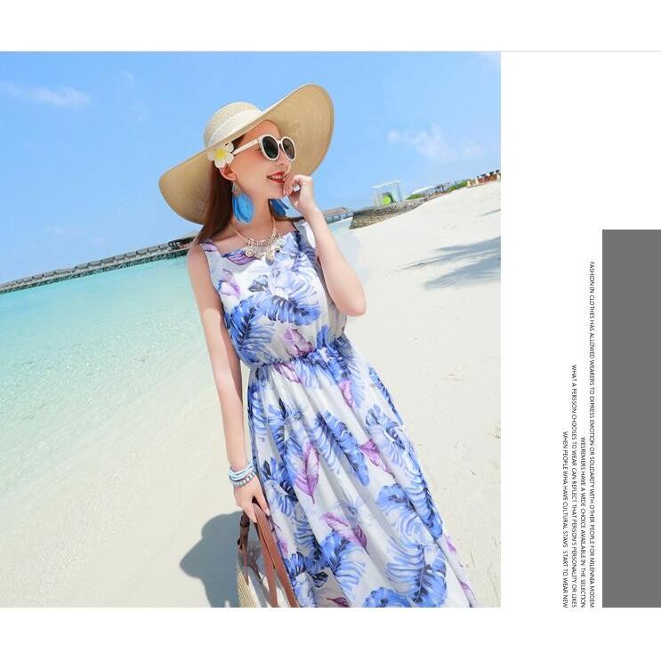 ビーチワンピース マキシワンピ ボヘミアン風 シフォン マキシ丈