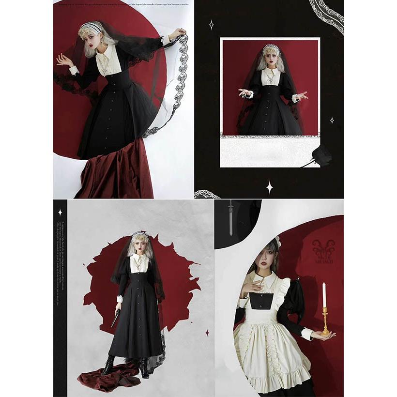 クラロリ ゴスロリ ロリータ 上下セット メイド服 エプロン コスプレ