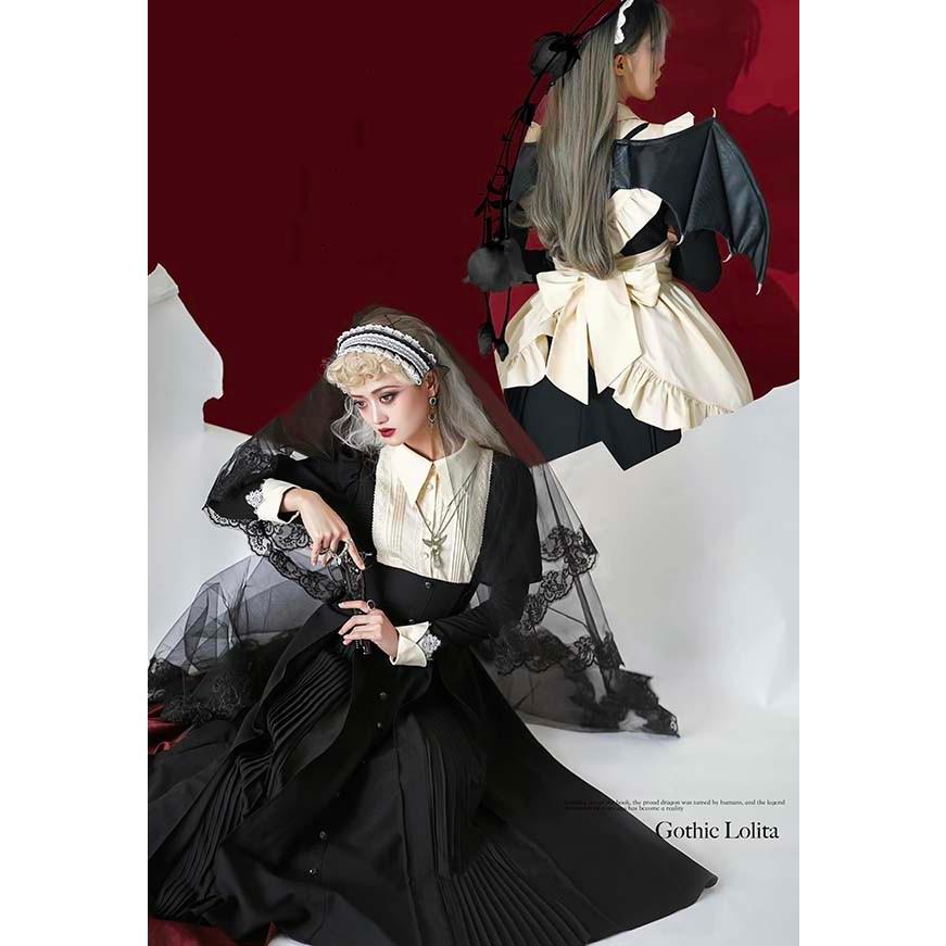 クラロリ ゴスロリ ロリータ 上下セット メイド服 エプロン コスプレ