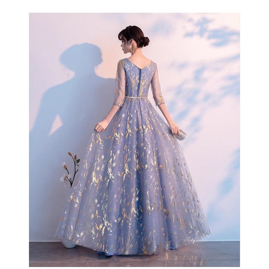 パーティードレス 袖あり 発表会 成人式 結婚式 黒ドレス レディース ワンピース ロング丈 花嫁 二次会 フォーマルドレス 大人 ピアノグレー ブルー XS-4L