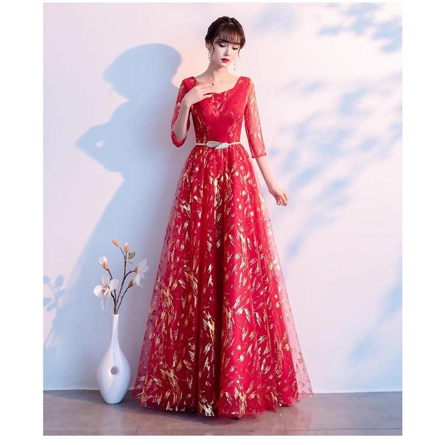 パーティードレス 袖あり 発表会 成人式 結婚式 黒ドレス レディース ワンピース ロング丈 花嫁 二次会 フォーマルドレス 大人 ピアノグレー ブルー XS-4L