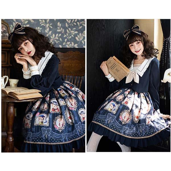 ロリータ ゴスロリ トップス スカート かわいい リボン ネイビー