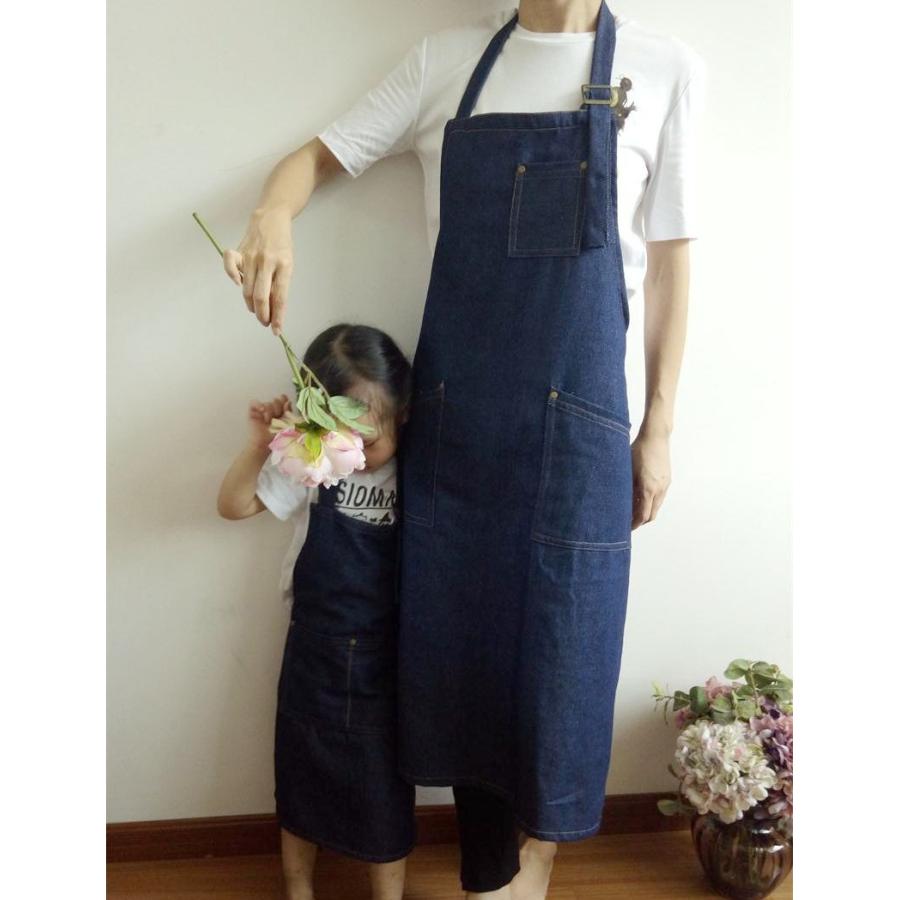 ワークエプロン カフェエプロン デニム生地 北欧風 保育士 美容師 花屋