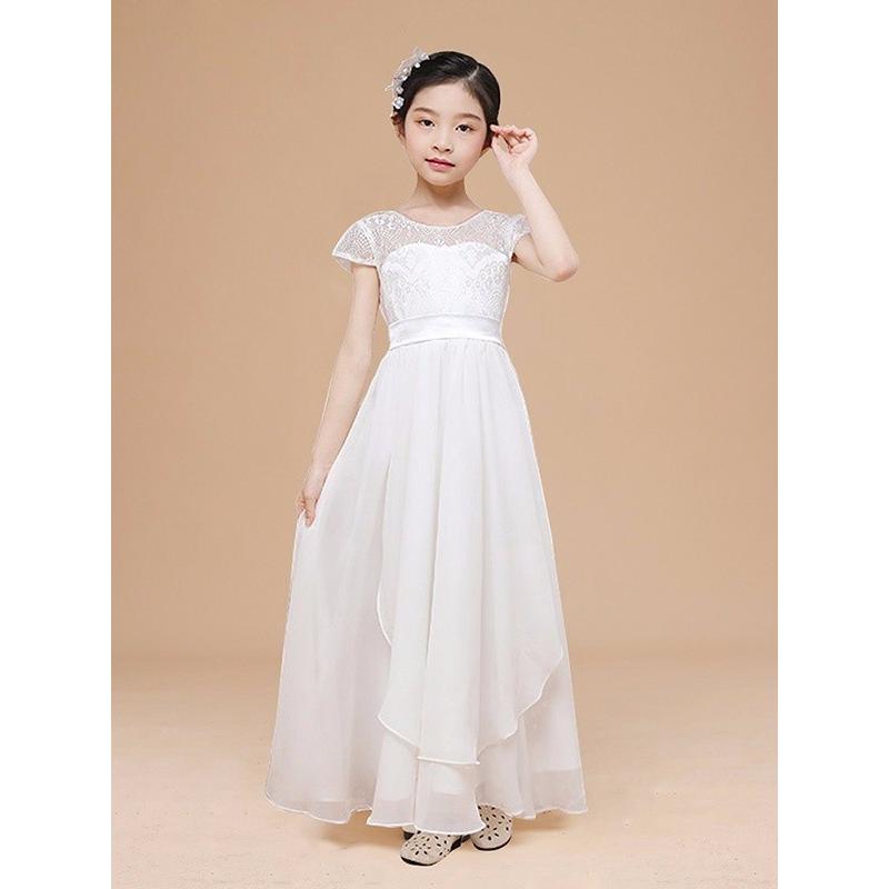 ピアノ発表会 ドレス ロング丈 子供ドレス ワンピース お姫様 着やせ