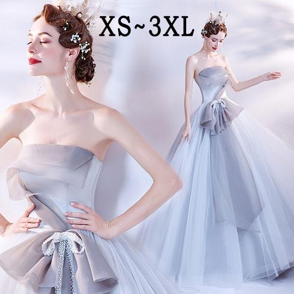 【サイズ有XS/S/M/L/XL/2XL/3XL】ウェディングドレス ロングドレス 演奏会 結婚式 オフショルダー パーティードレス