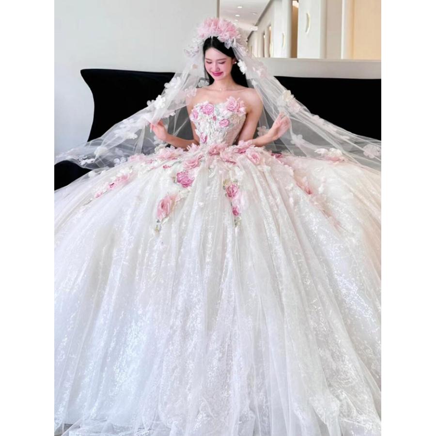 花嫁 ウェディングドレス 白ドレス ロング ドレス 大人 ピアノ 発表会 ロングドレス 大きいサイズ 演奏会 演奏会用ドレス ピアノ発表会 結婚式 高校生_3