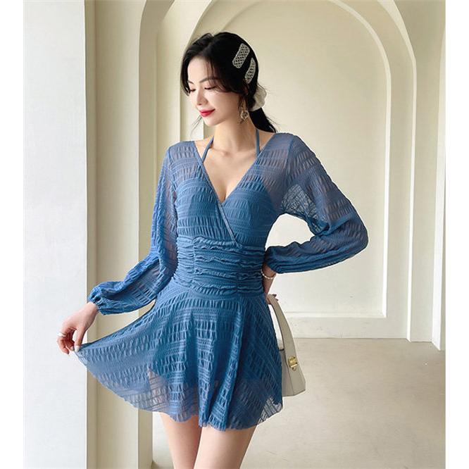 ワンピース水着 体型カバー水着 レディース ママ水着 背中開き