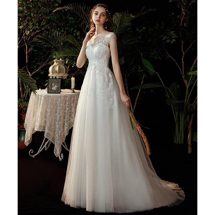 ウエディングドレス スレンダーライン ロング 白 結婚式 花嫁