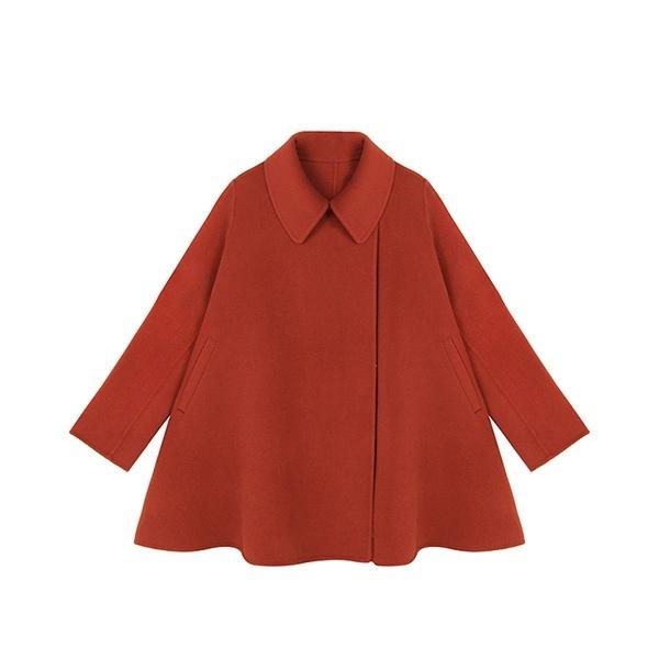 45rpm　ポンチョ風　ウール　ショートコート　ロゴ刺繡　日本製　秋冬　サイズ3 大きいサイズ レディース ポンチョ ショール コート S〜4XL相当