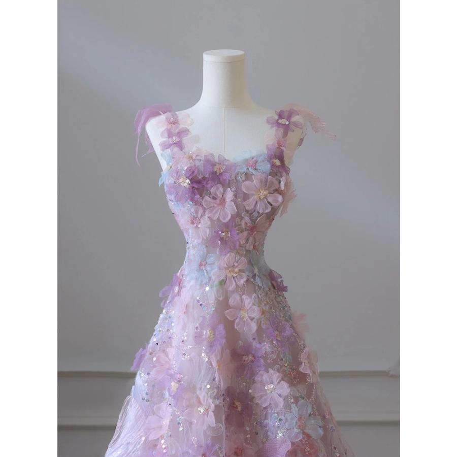 ドレス 花柄 ノースリーブ ワンピース ピアノ 発表会 ロングドレス