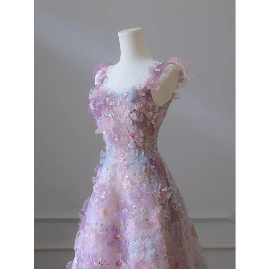 ドレス 花柄 ノースリーブ ワンピース ピアノ 発表会 ロングドレス