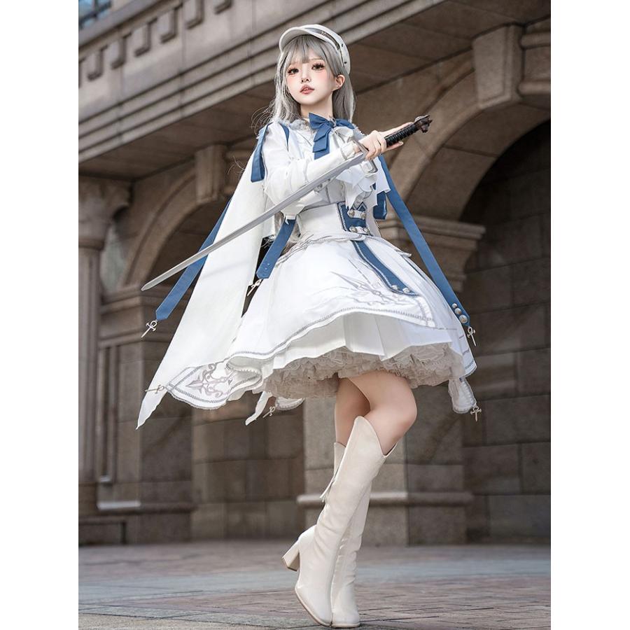WJ Fashion)軍服ロリータ ゴスロリ フルセット 上下セット トップス
